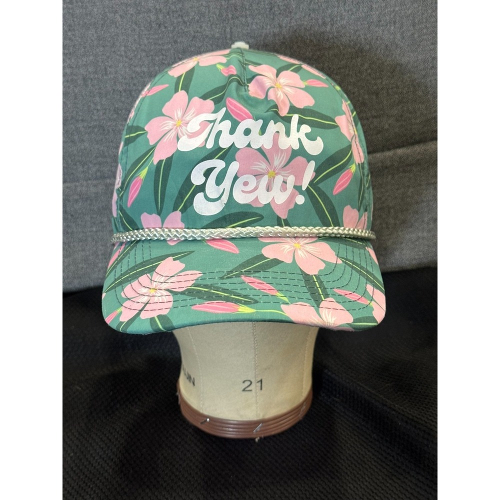 "Thank Yew! sage-green floral cap‎